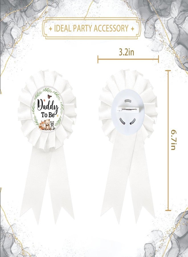 SUPERLUBY Woodland Animal Mom to Be Tinplate Badge Pin, Neutral Dad to Be Pin, Gender Reveal Button for New Parents, White Rosette Mom to Be Award Ribbon, Adventure Awaits Baby Shower Party Favors - Image 2